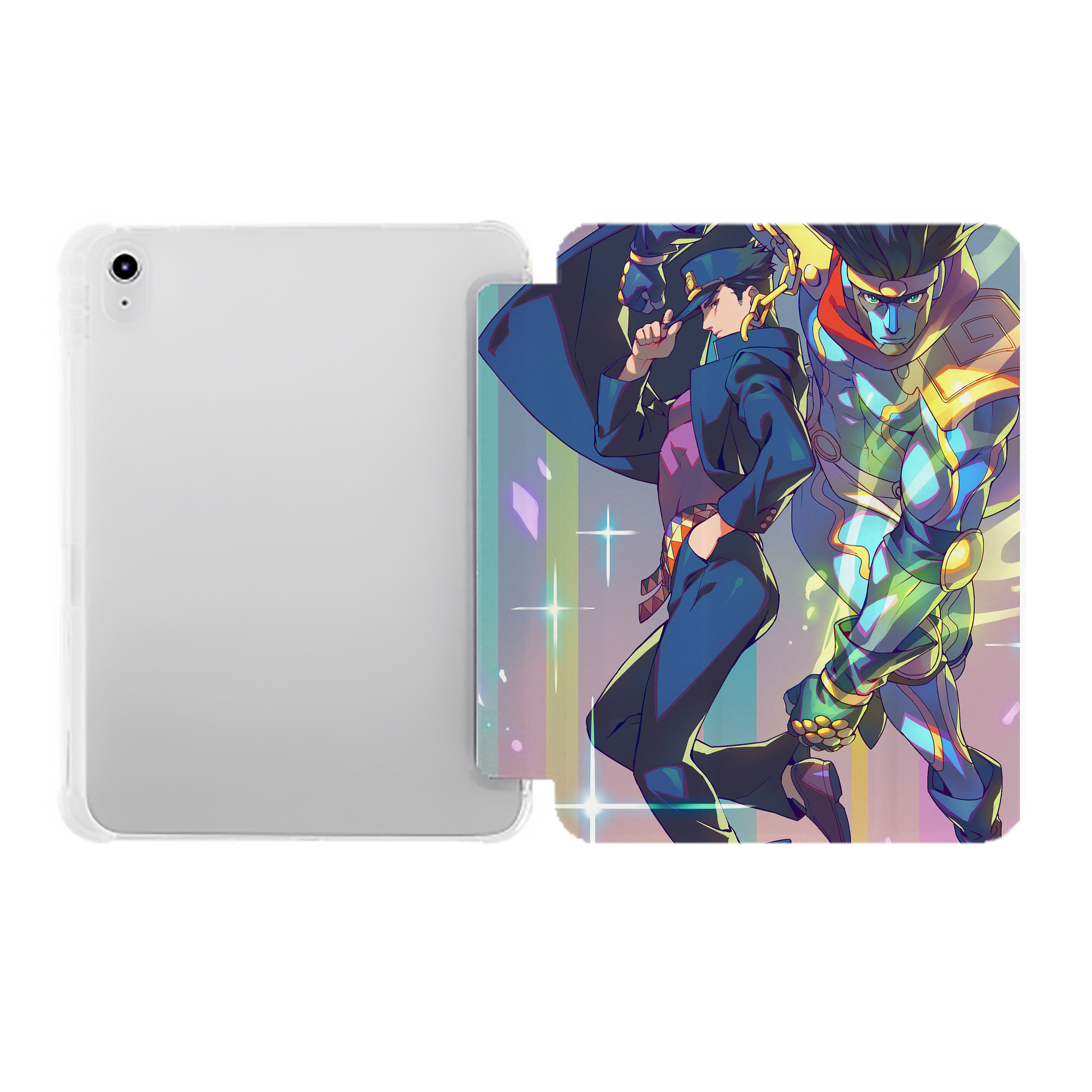 （画像用） ジョジョの奇妙な冒険 JoJo's Bizarre Adventure IPad ケース ペン収納付き 三つ折りスタンド PUレザー×シリコン 対応機種9.5/10.5/10.9インチ